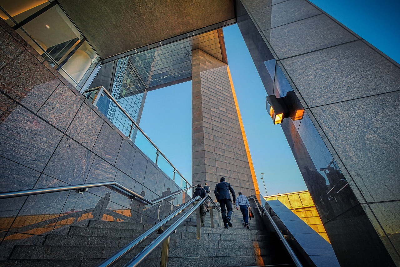 stairs, building, businessmen, general liability